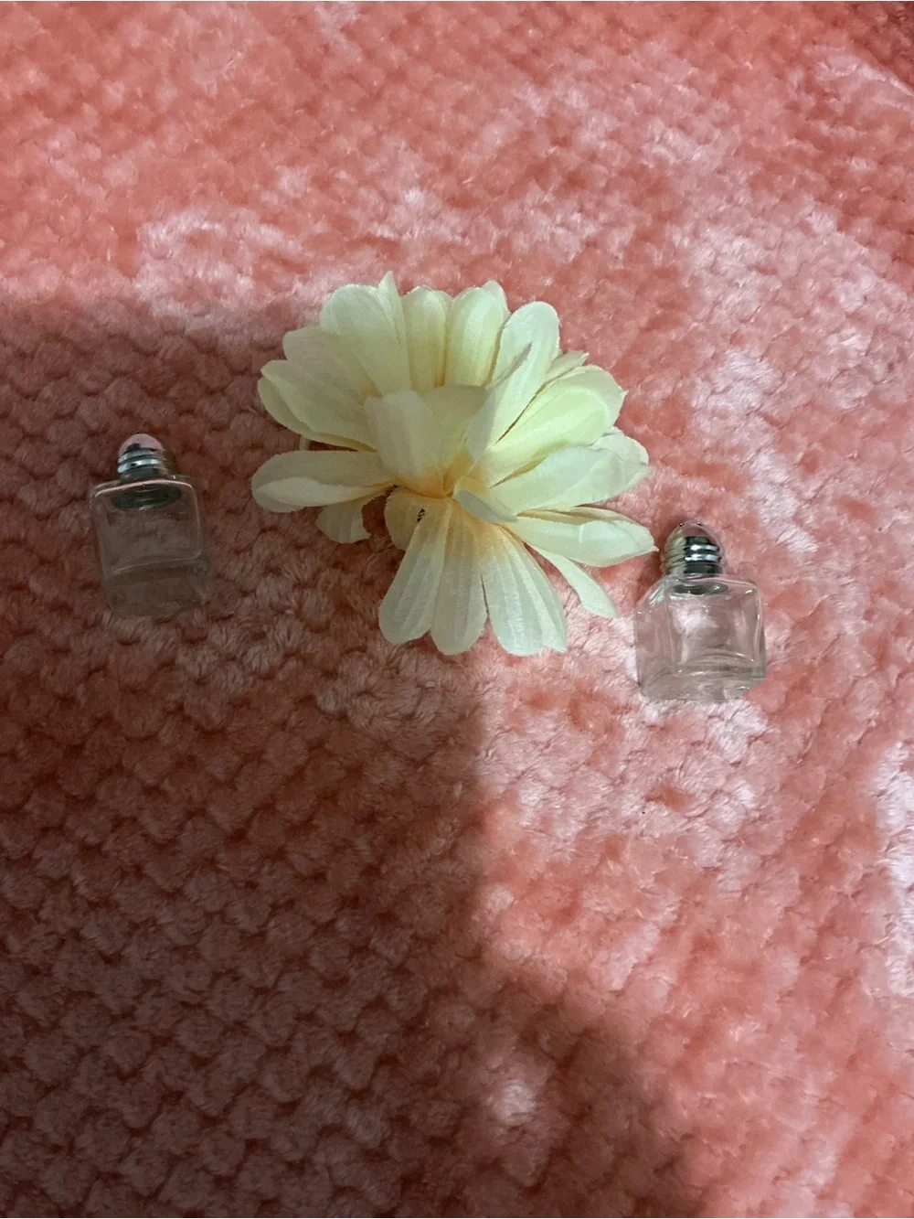 Vintage Pink and Cream Floral Salt and Pepper Shakers Set